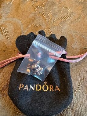 Pandora Pink Cord Charm Pouch with Gold Baby Yoda Charm